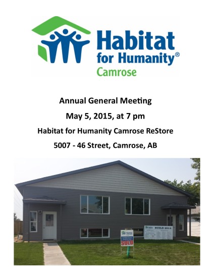 Habitat Camrose 2015 AGM announcement